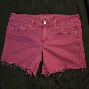 American Eagle Outfitters Hot Pink Cutoff Denim Shorts Stretch 14